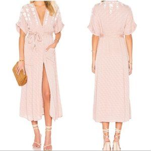 Free People Blush Emboridered Floral Midi Dress